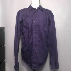 Guess Men's Purple Long Sleeve Button Down Size L